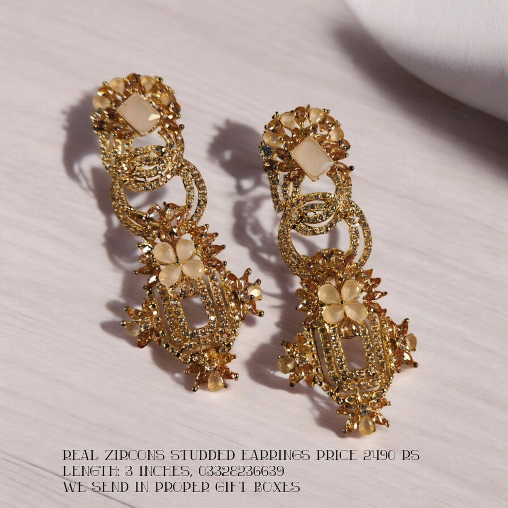 Real Zircons studded gorgeous Earrings
