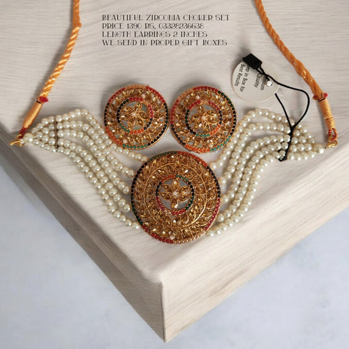 Real stones studded gorgeous choker set