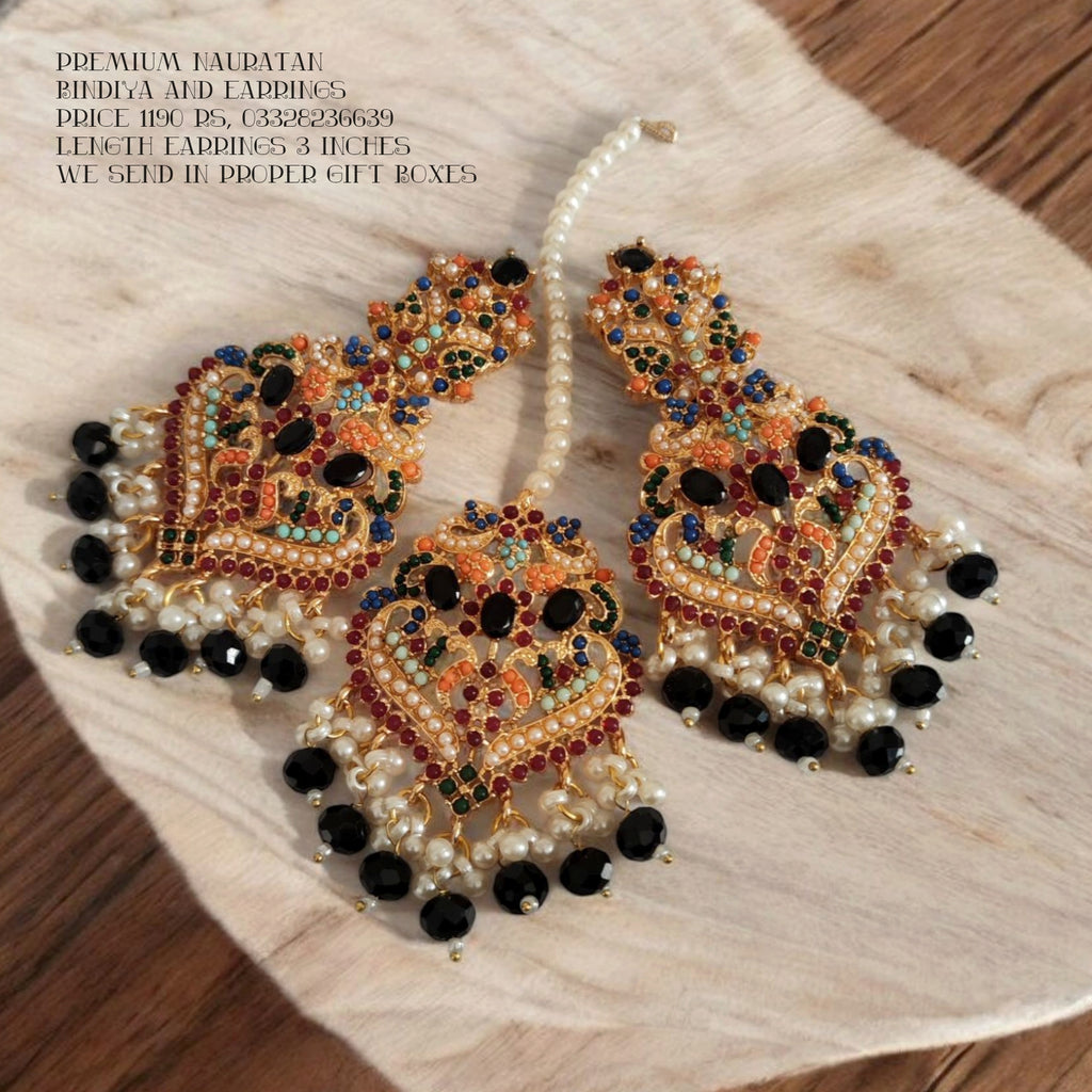 Gorgeous Nauratan Bindiya and Earrings
