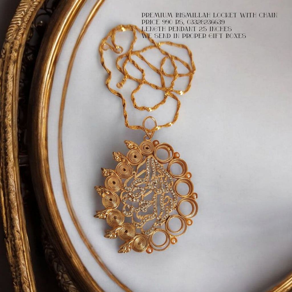Premium Bismillah locket with chain