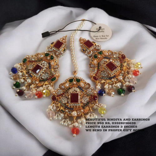 Gorgeous Nauratan Bindiya and Earrings