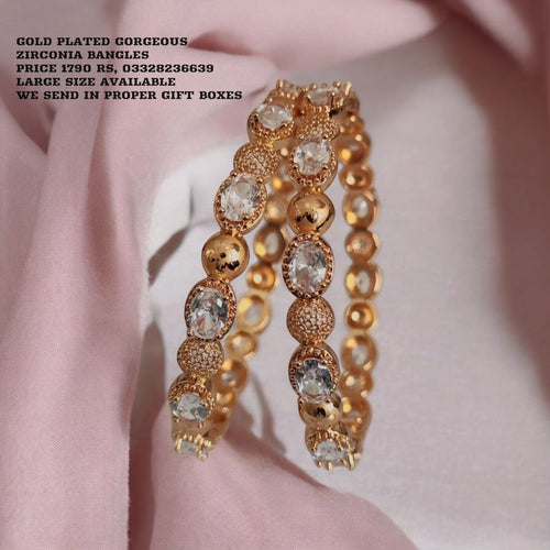 Gold plated gorgeous Zirconia bangles set