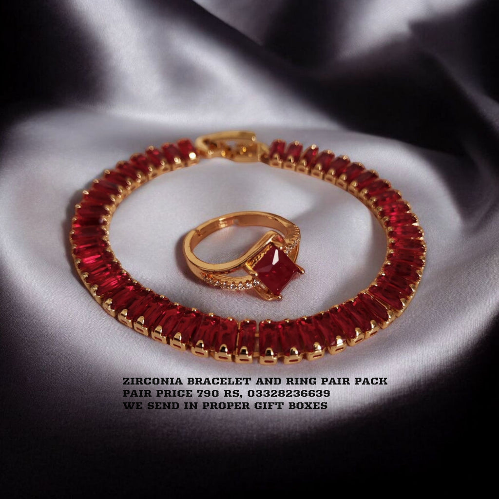 Beautiful Zirconia bracelet and adjustable Ring