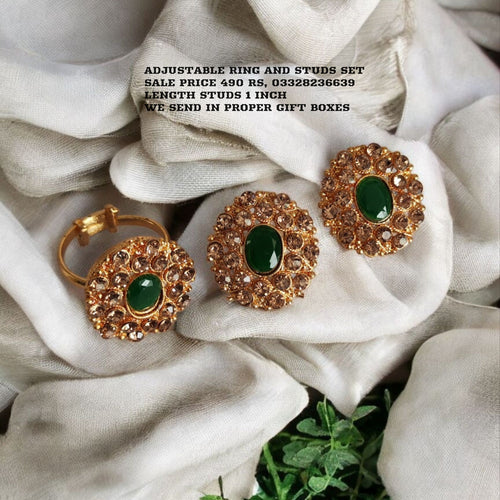 Beautiful Studs with adjustable Ring