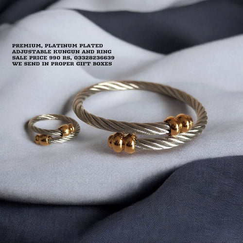 Beautiful Platinum Plated adjustable Bracelet and Ring