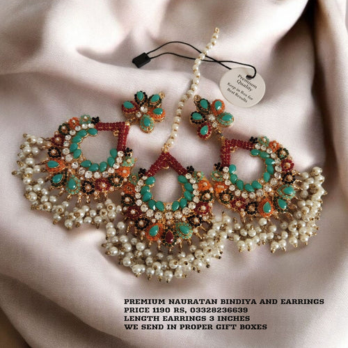 Gorgeous Nauratan Bindiya and Earrings