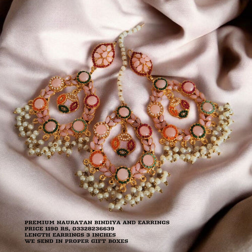 Premium Nauratan Bindiya and Earrings set.