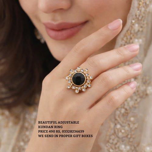 Beautiful adjustable Kundan Ring