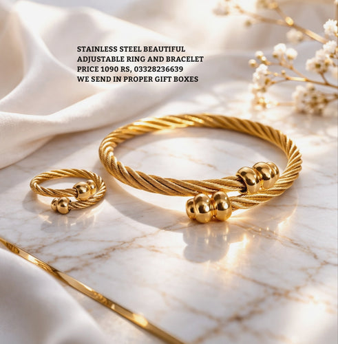 Stainless Steel adjustable Bracelet and Ring