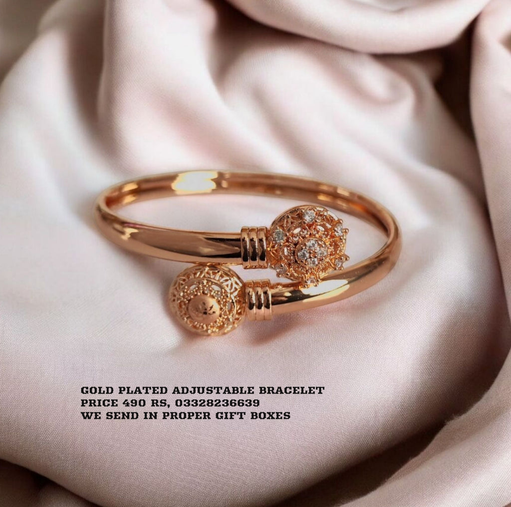 Gold plated adjustable Kara bracelet