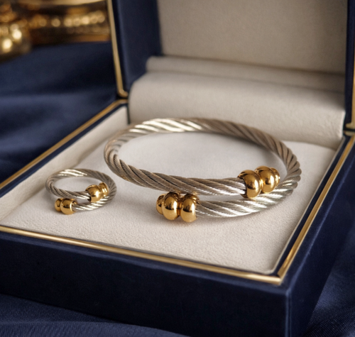 Beautiful Platinum Plated adjustable Bracelet and Ring