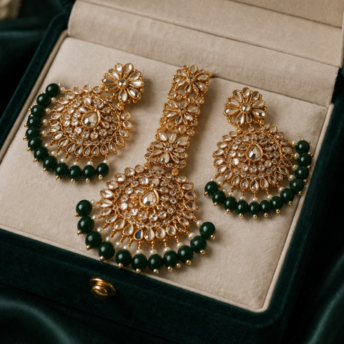 Beautiful Kundan Bindiya and Earrings