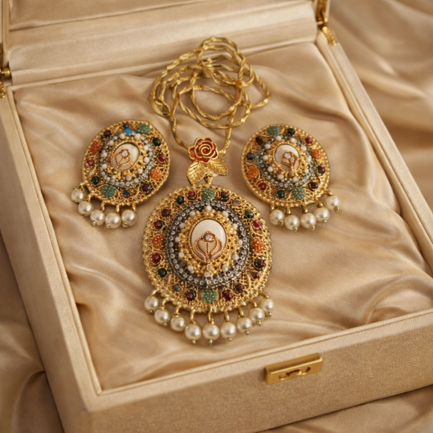 Premium Nauratan big Pendant set