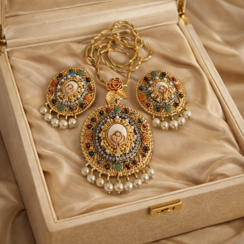 Premium Nauratan big Pendant set