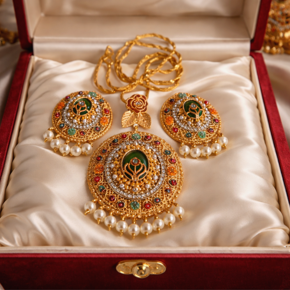 Premium Nauratan big Pendant Pendant set