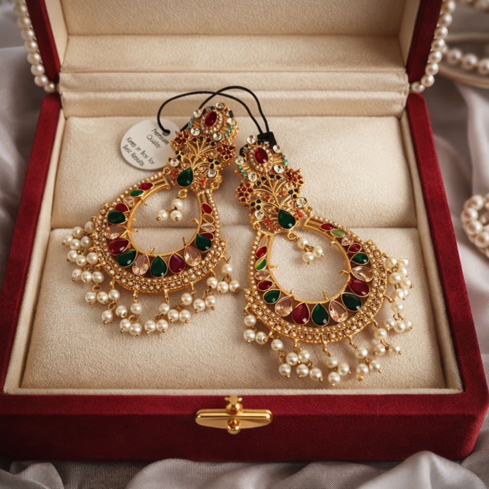Real stones studded earrings