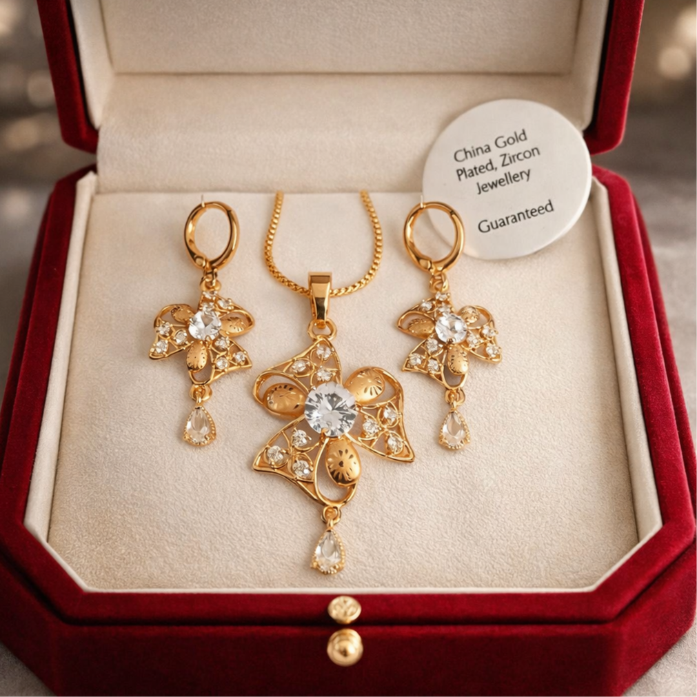 Gold plated pendant set with gold plated chain