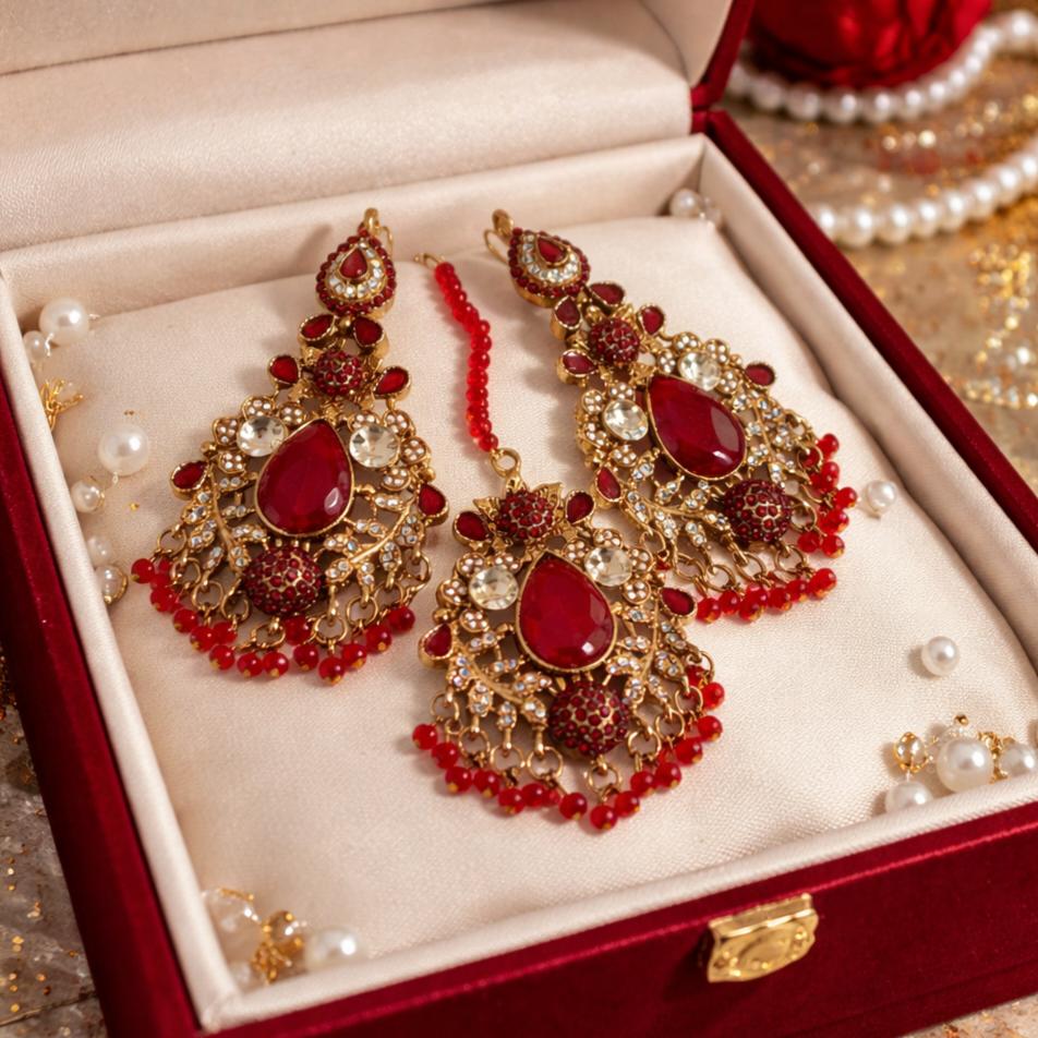 Fine Quality Bindiya and Earrings set