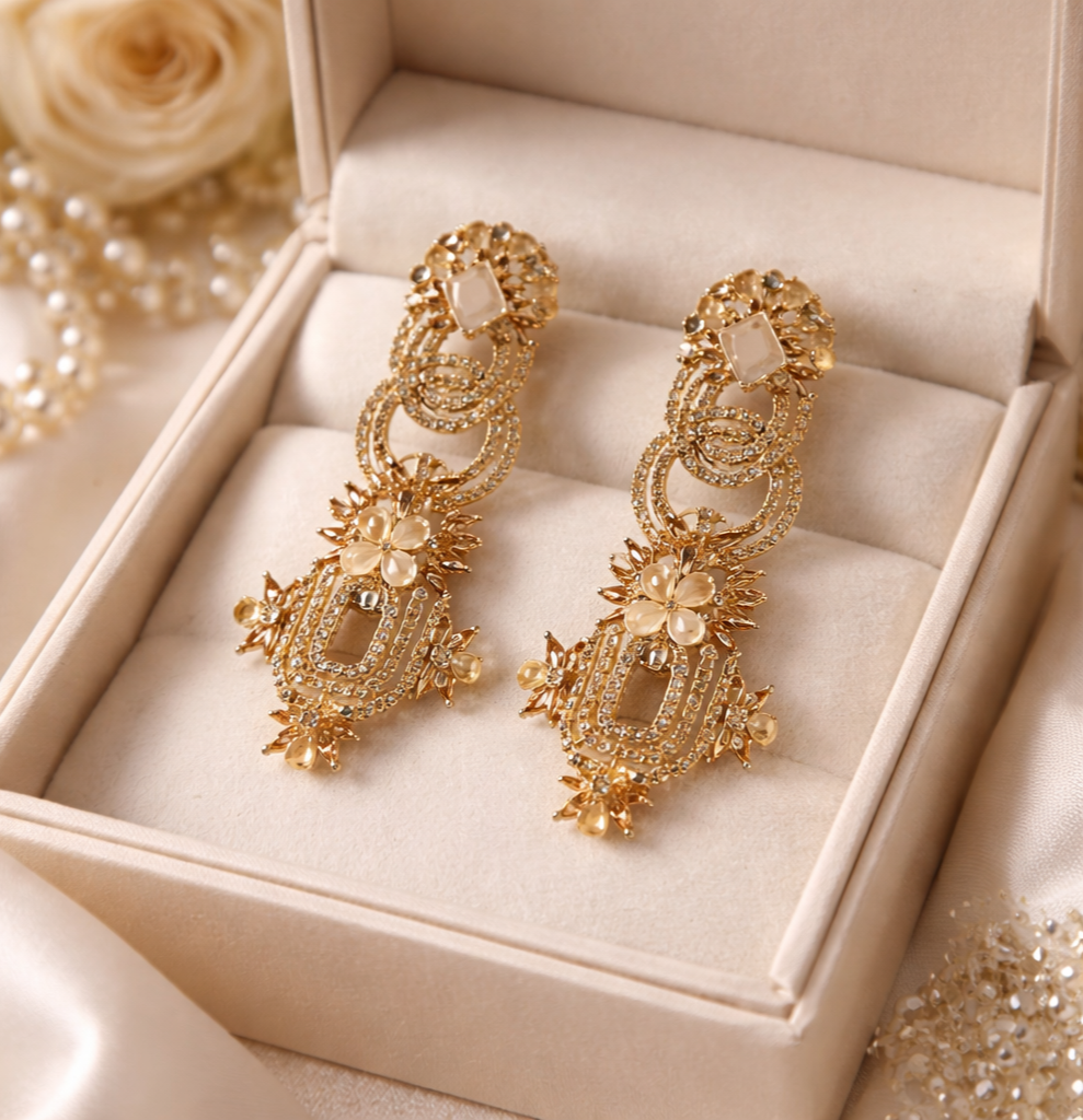 Real Zircons studded gorgeous Earrings