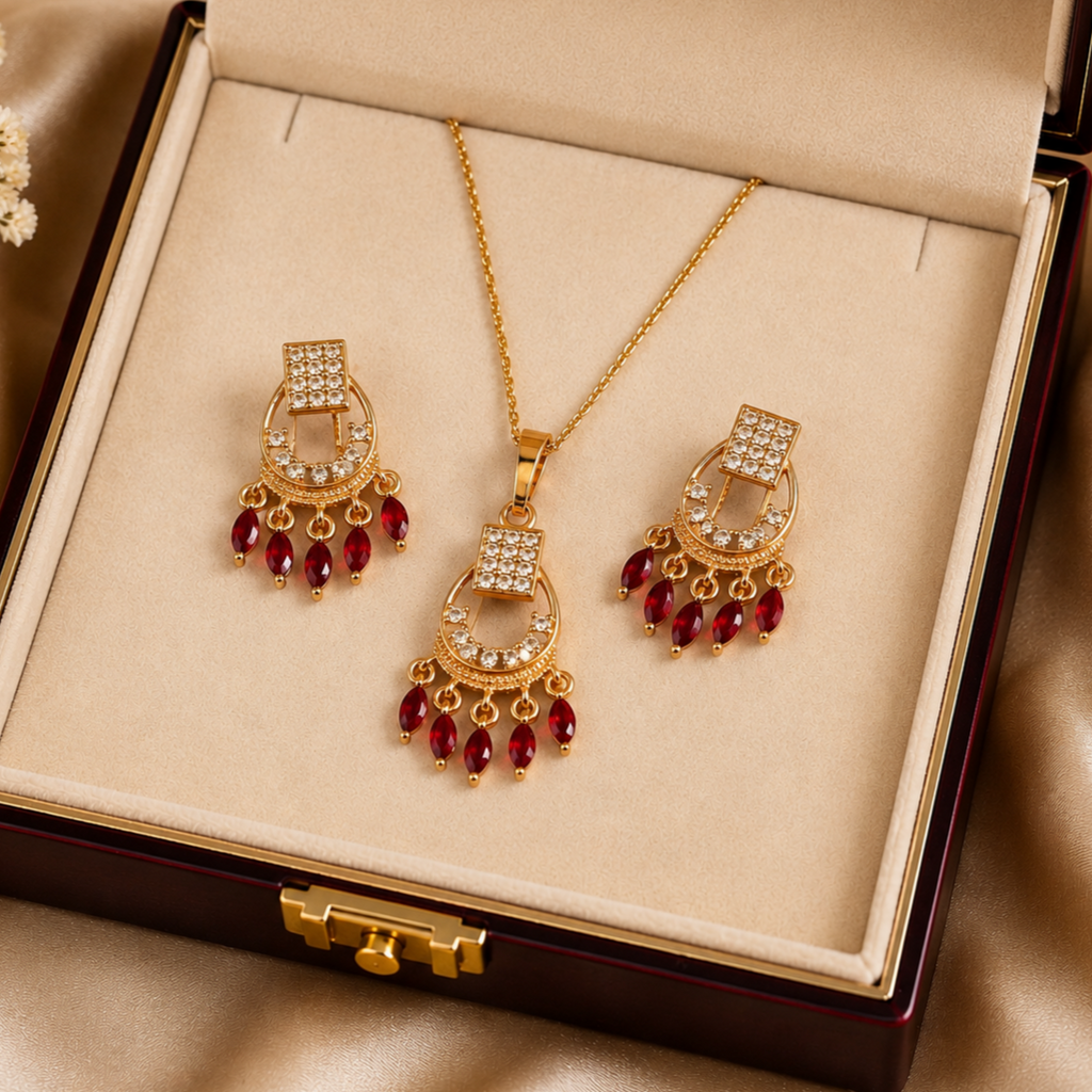 Gold Plated Zirconia Pendant set
