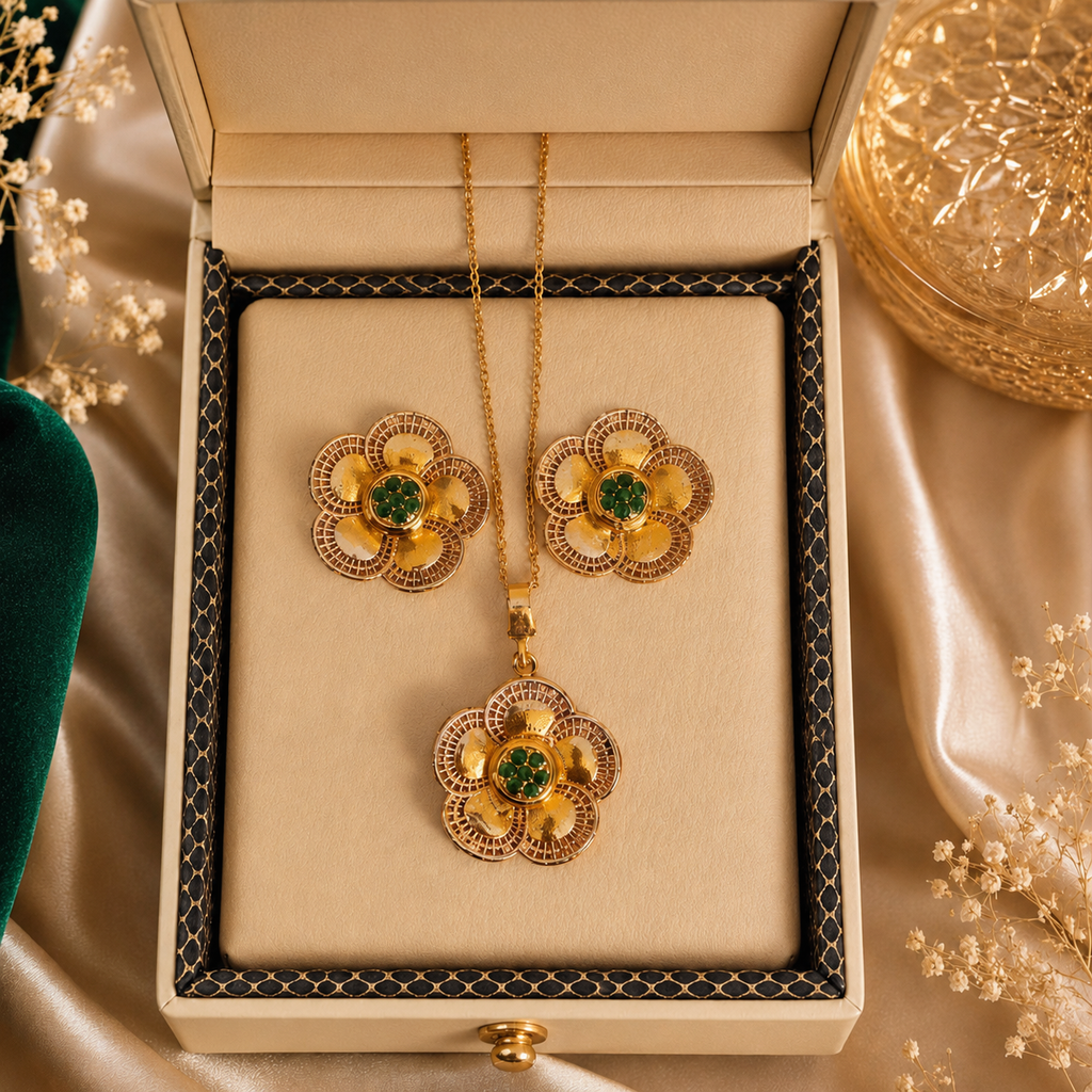 Gold plated fine pendant set