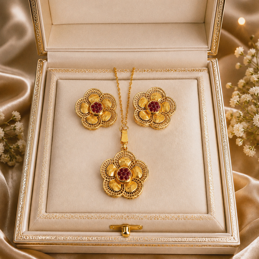 Gold plated gorgeous set with gold plated chain