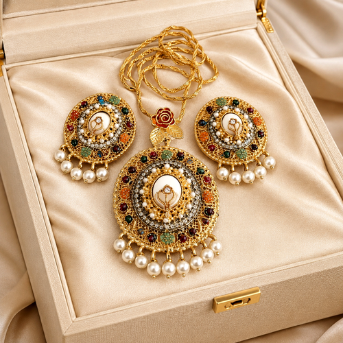 Premium Nauratan big Pendant set
