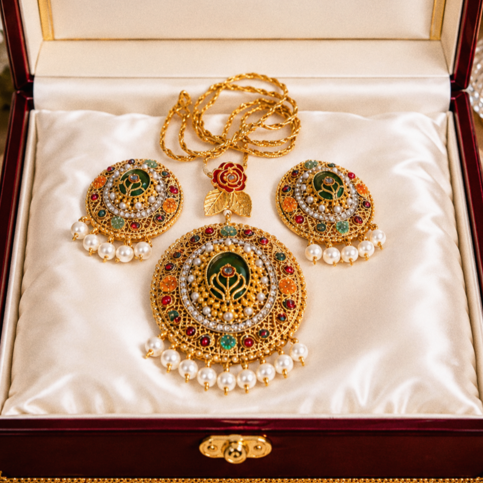Premium Nauratan big Pendant Pendant set