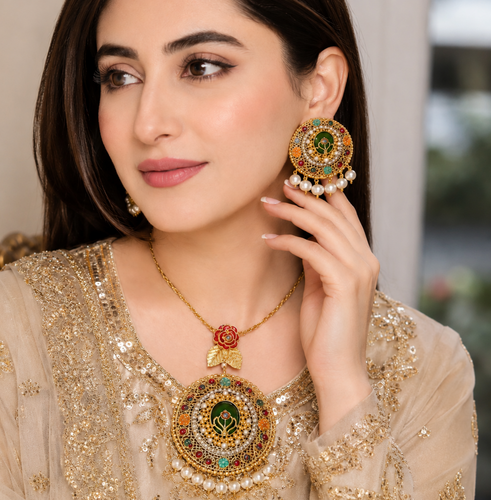 Premium Nauratan big Pendant Pendant set