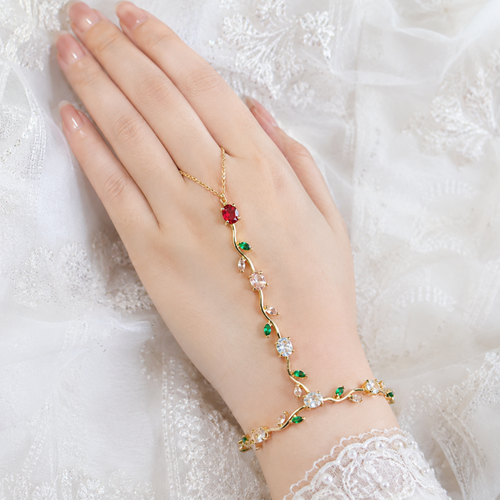 Beautiful Zirconia Tulip Hand Cuff