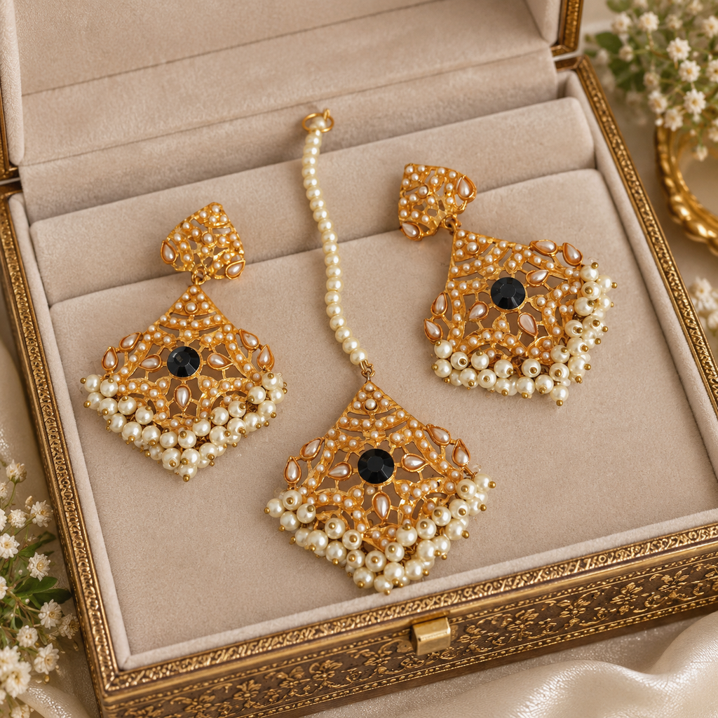 Beautiful Earrings and Bindiya Set