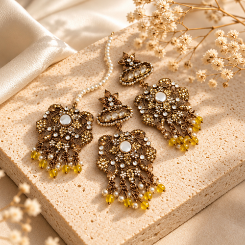 Beautiful Kundan Bindiya and Earrings
