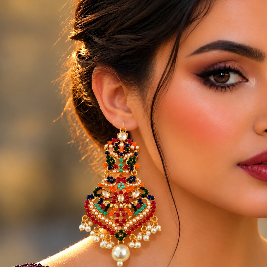 Real stones studded earrings