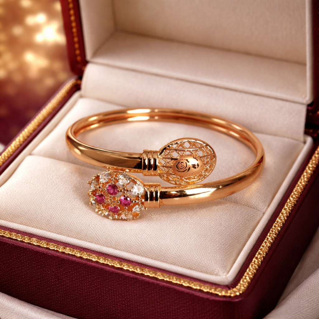Gold plated openable Kara bracelet