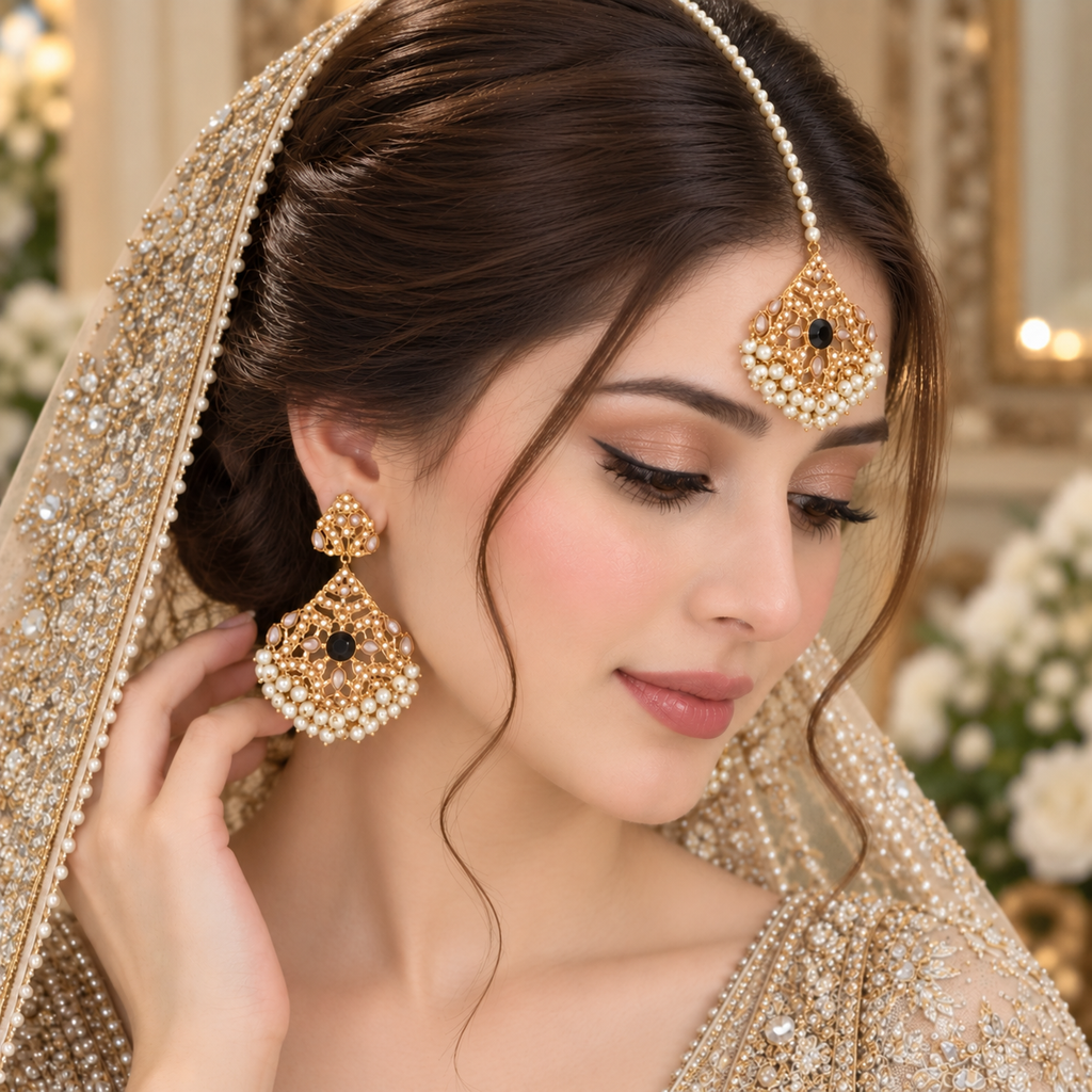 Beautiful Earrings and Bindiya Set