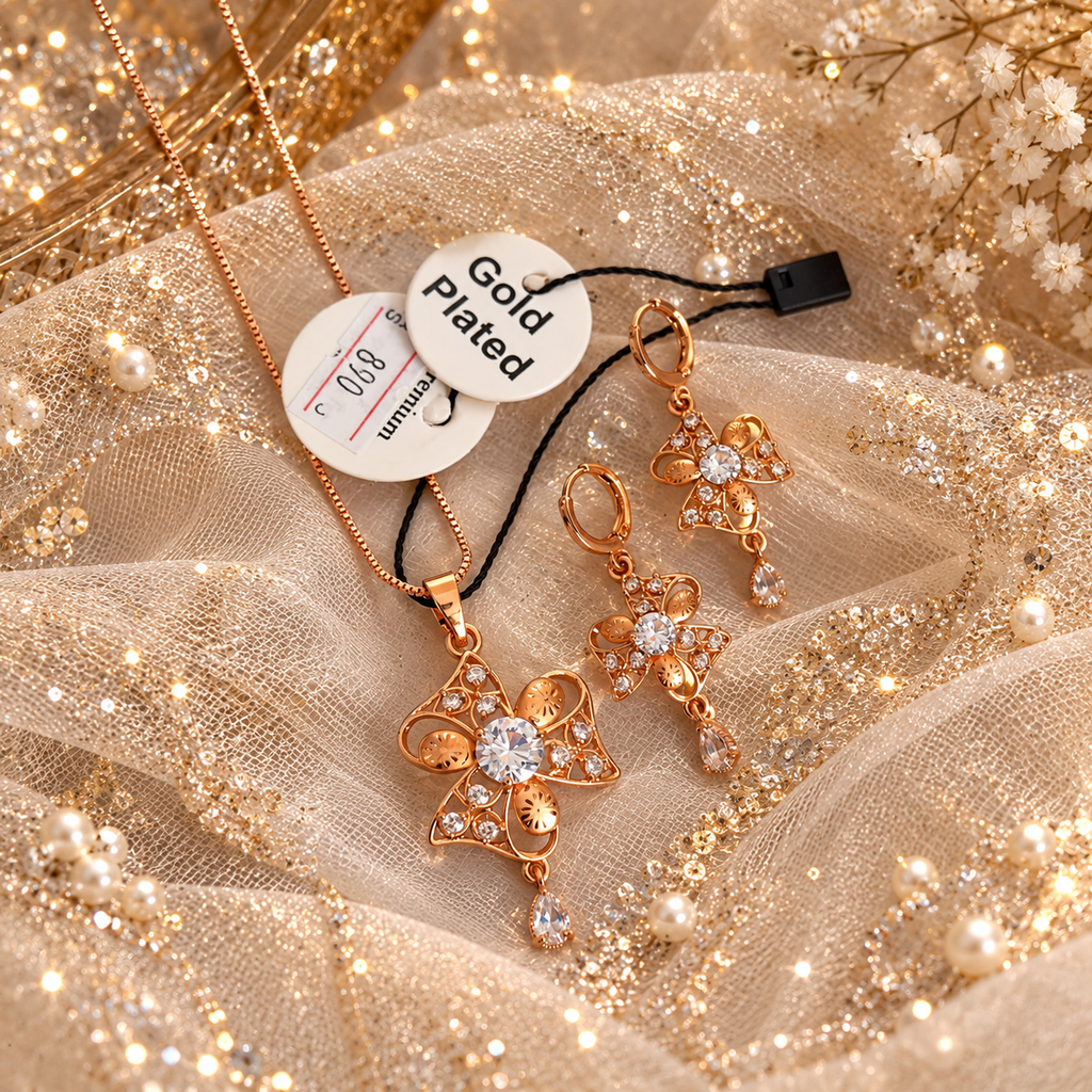 Gold plated pendant set with gold plated chain