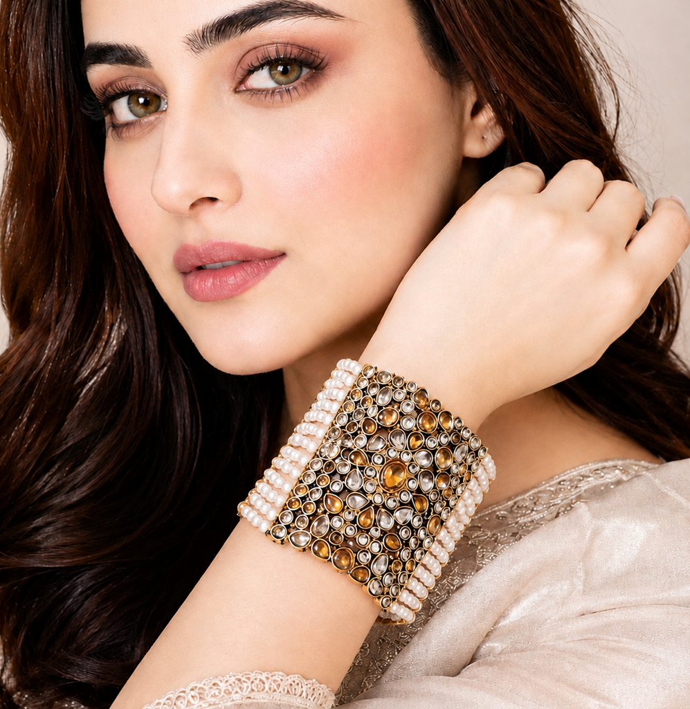 Beautiful Kundan Broad Bracelet